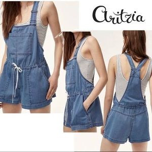 Aritzia Wilfred short denim overalls